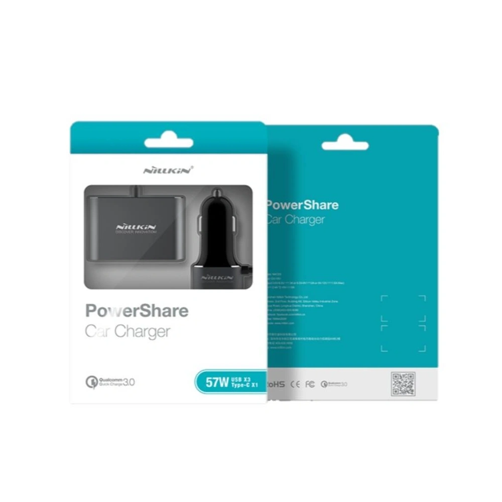 Ładowarka samochodowa z rozdzielaczem Nillkin Powershare 2xUSB-A + USB-A, USB-C