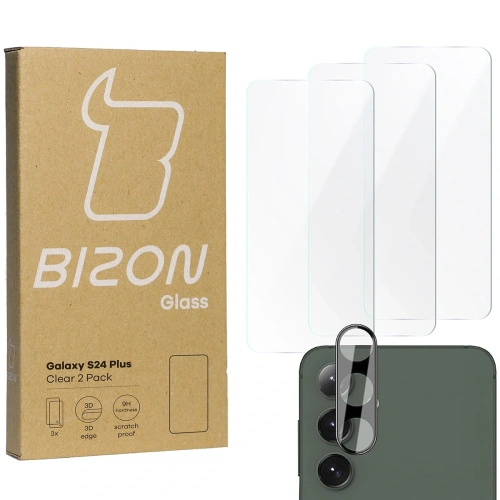 Buy BIZON Clear 2 Pack 3x tempered glass + 1x lens protection Samsung Galaxy S24+ Plus - BIZ8254 - {ean13} - Home Screen Store Europe