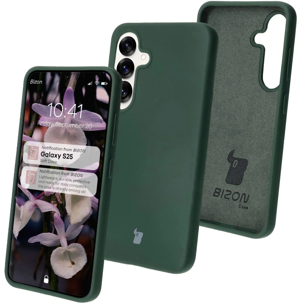 Silikonowe etui Bizon Soft Case do Samsung Galaxy S25 ciemnozielone