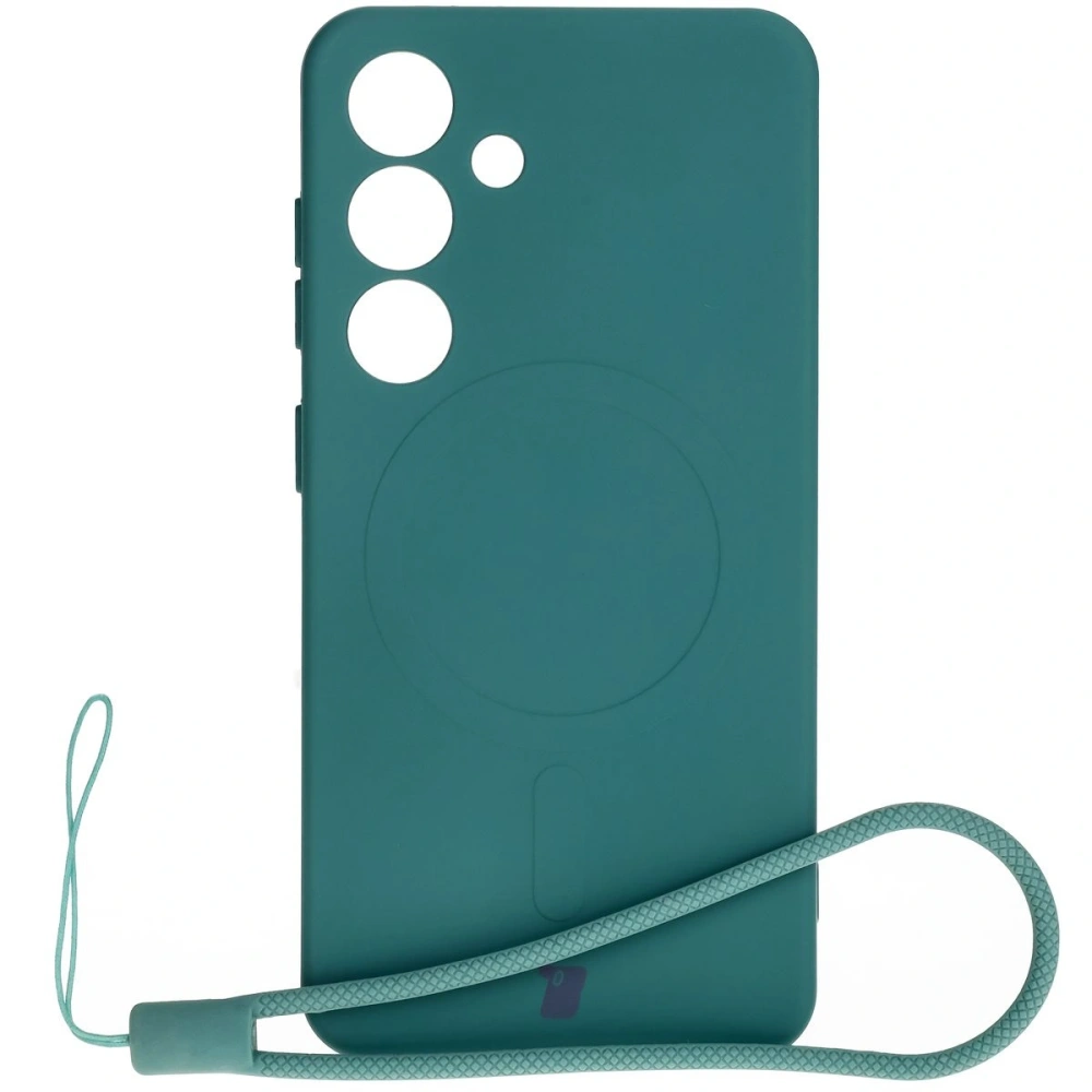 Silikonowe etui z pierścieniem magnetycznym Bizon Case Silicone Magnetic do Samsung Galaxy S25 / Galaxy S24 ciemnozielone