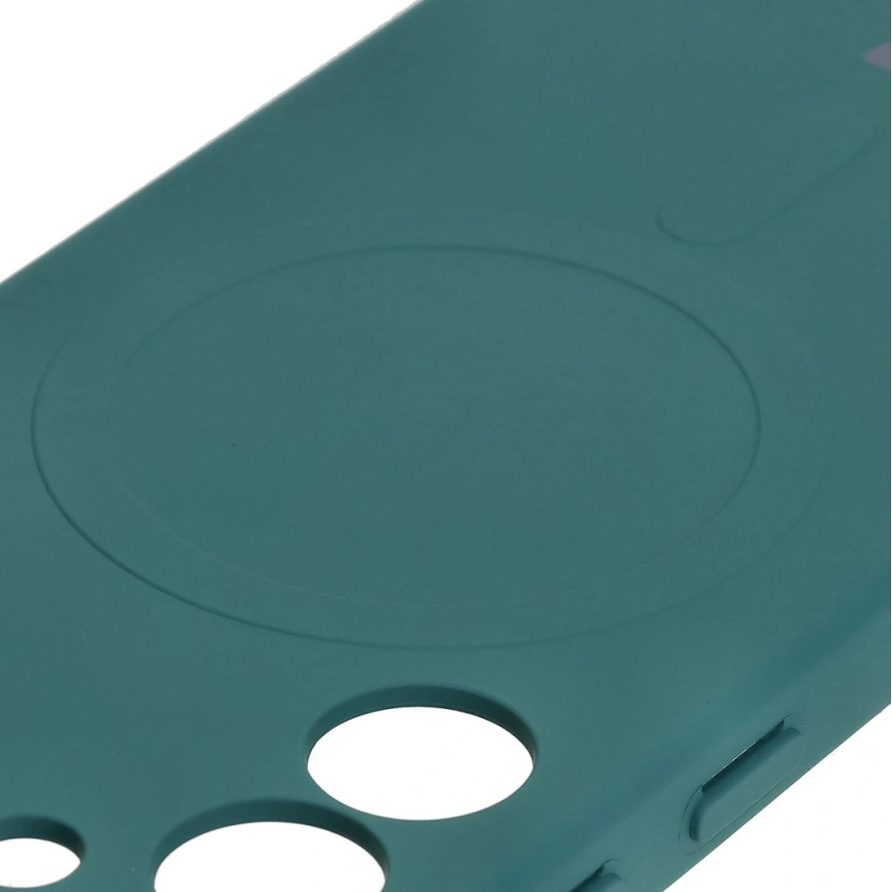 Silikonowe etui z pierścieniem magnetycznym Bizon Case Silicone Magnetic do Samsung Galaxy S25 / Galaxy S24 ciemnozielone