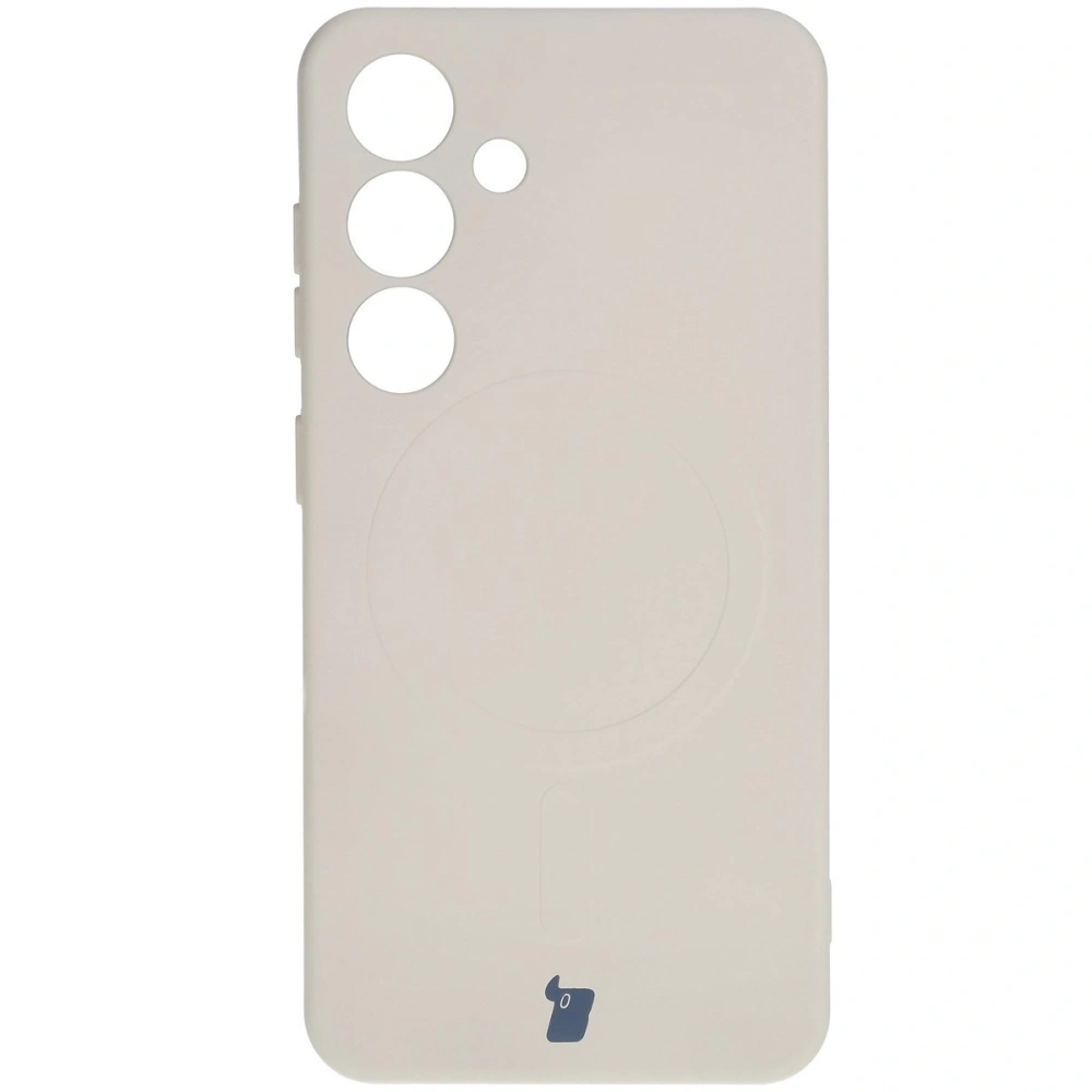 Silikonowe etui z pierścieniem magnetycznym Bizon Case Silicone Magnetic do Samsung Galaxy S25+ Plus / S24+ Plus beżowe
