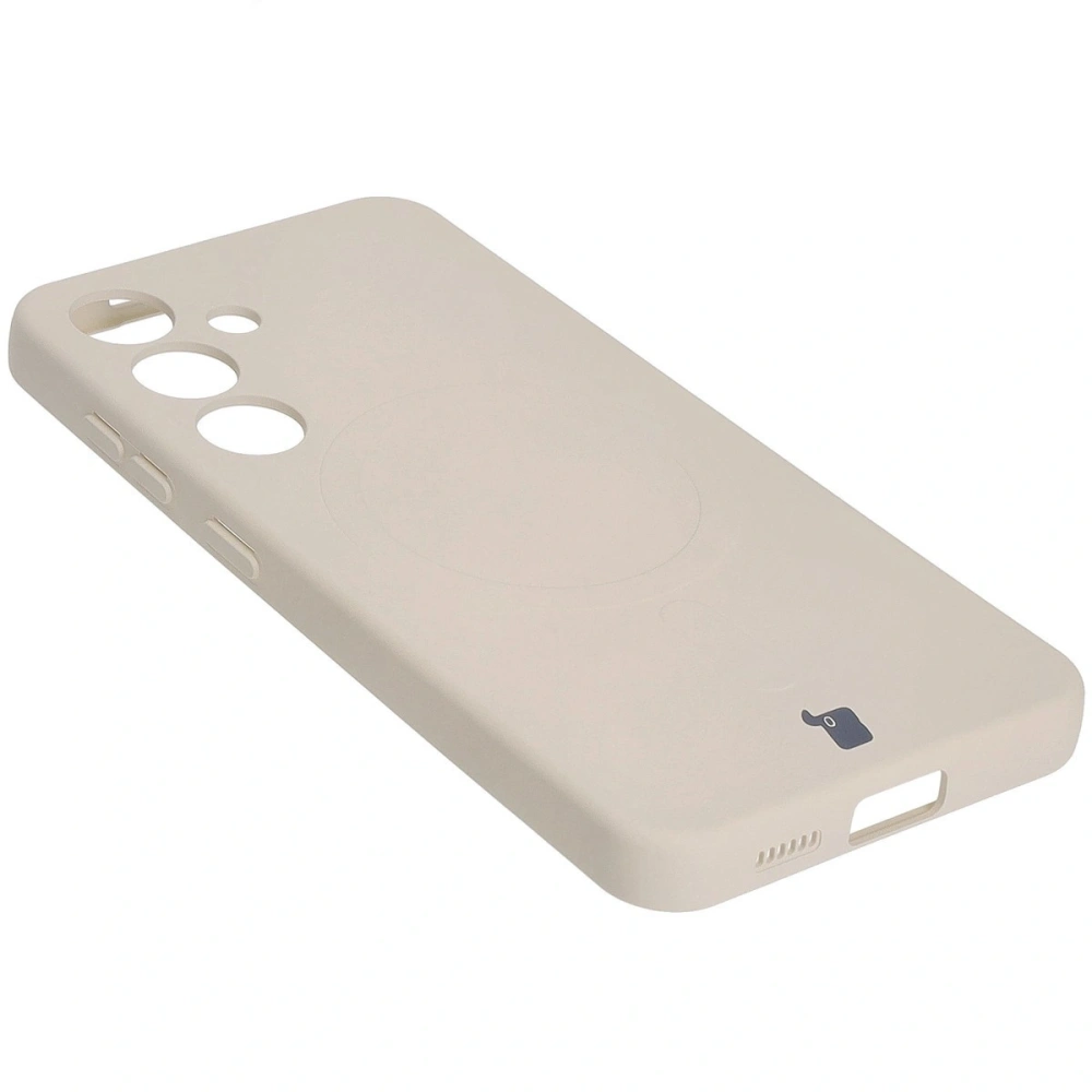 Silikonowe etui z pierścieniem magnetycznym Bizon Case Silicone Magnetic do Samsung Galaxy S25+ Plus / S24+ Plus beżowe