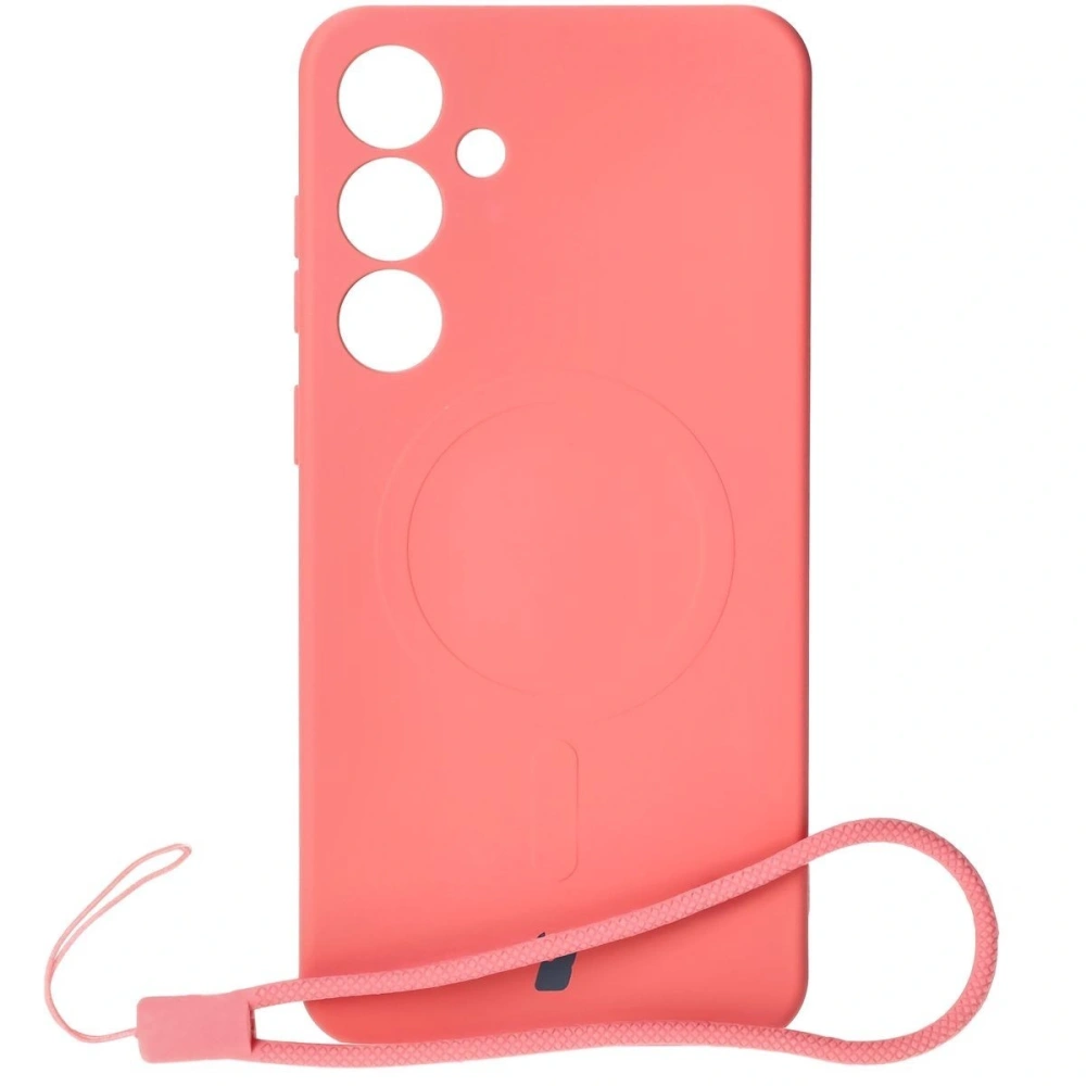 Silikonowe etui z pierścieniem magnetycznym Bizon Case Silicone Magnetic do Samsung Galaxy S25+ Plus / S24+ Plus brudnoróżowe