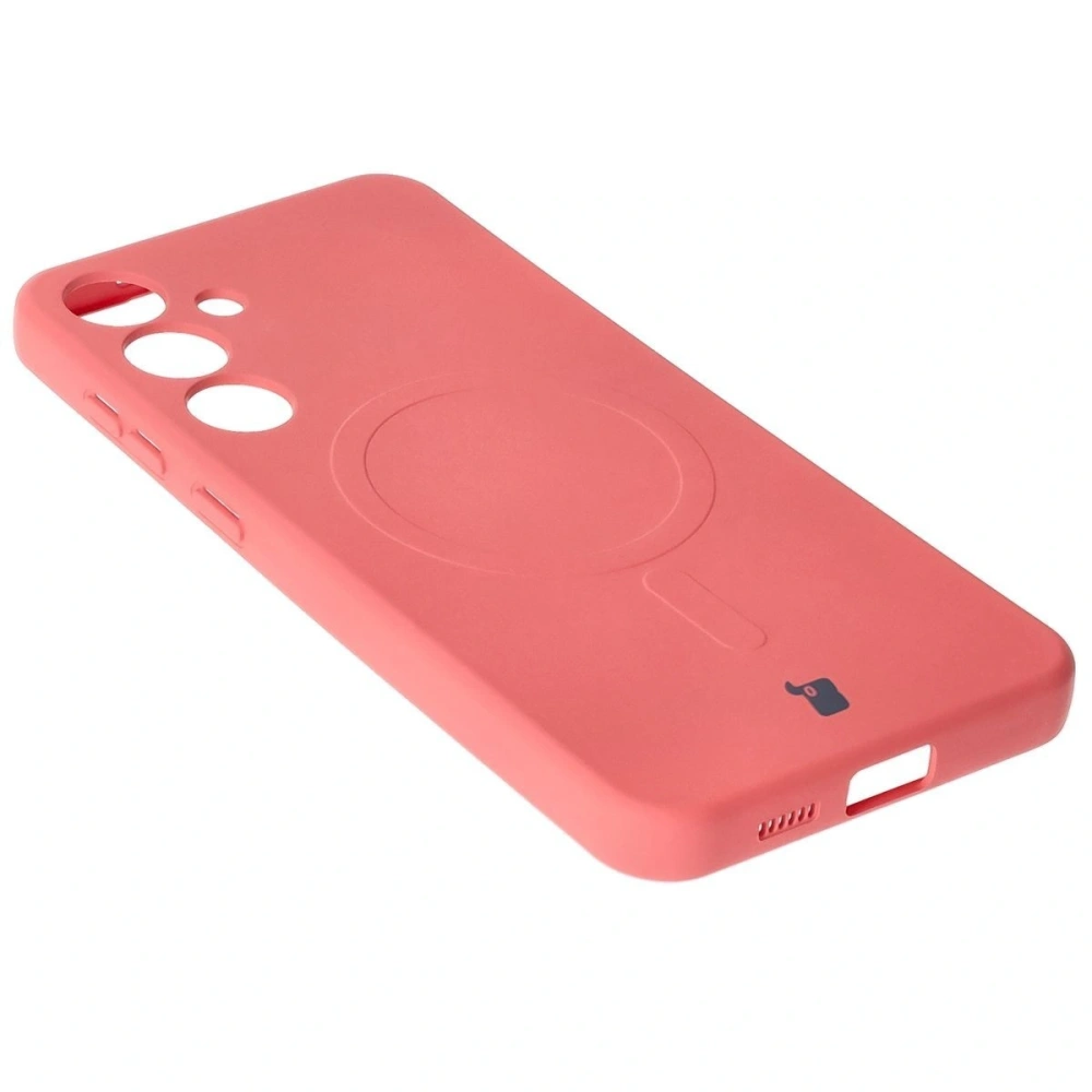 Silikonowe etui z pierścieniem magnetycznym Bizon Case Silicone Magnetic do Samsung Galaxy S25+ Plus / S24+ Plus brudnoróżowe