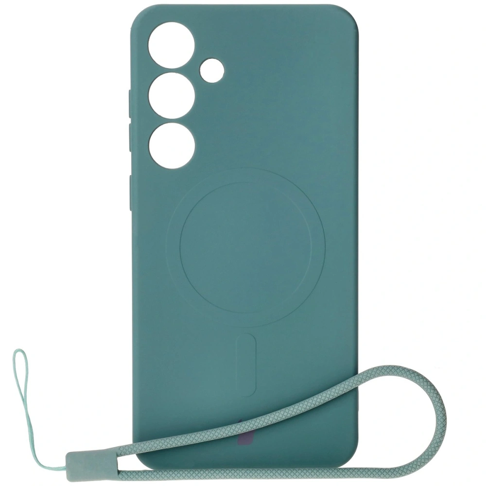 Silikonowe etui z pierścieniem magnetycznym Bizon Case Silicone Magnetic do Samsung Galaxy S25+ Plus / S24+ Plus ciemnozielone