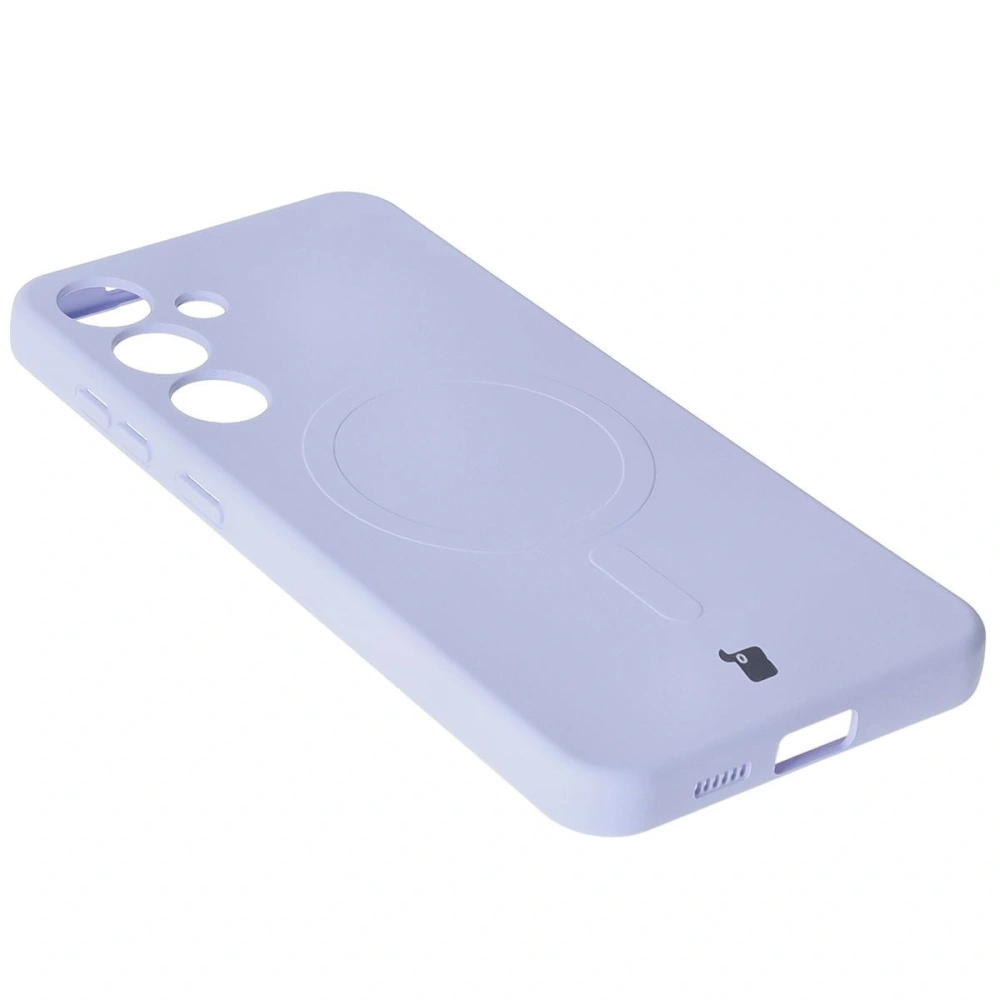 Silikonowe etui z pierścieniem magnetycznym Bizon Case Silicone Magnetic do Samsung Galaxy S25+ Plus / S24+ Plus jasnofioletowe