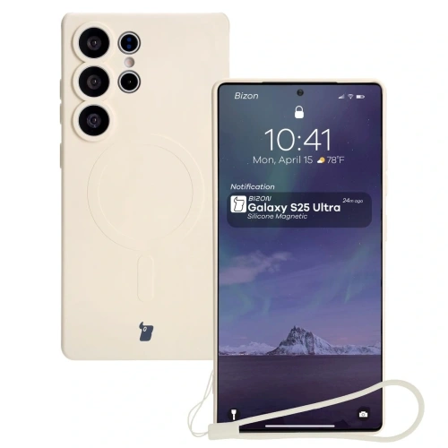 Buy Bizon Case Silicone Magnetic Samsung Galaxy S25 Ultra beige - BIZ8266 - {ean13} - Home Screen Store Europe