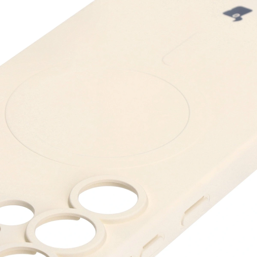 Silikonowe etui z pierścieniem magnetycznym Bizon Case Silicone Magnetic do Samsung Galaxy S25 Ultra beżowe