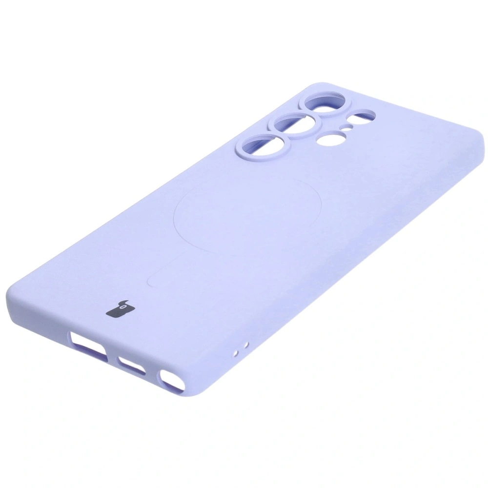 Silikonowe etui z pierścieniem magnetycznym Bizon Case Silicone Magnetic do Samsung Galaxy S25 Ultra jasnofioletowe
