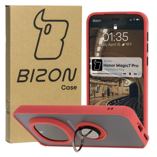 Kup Etui z uchwytem na palec Bizon Case Hybrid Ring do Honor Magic7 Pro przydymione z czerwoną ramką - BIZ8271 - {ean13} - Sklep Home Screen