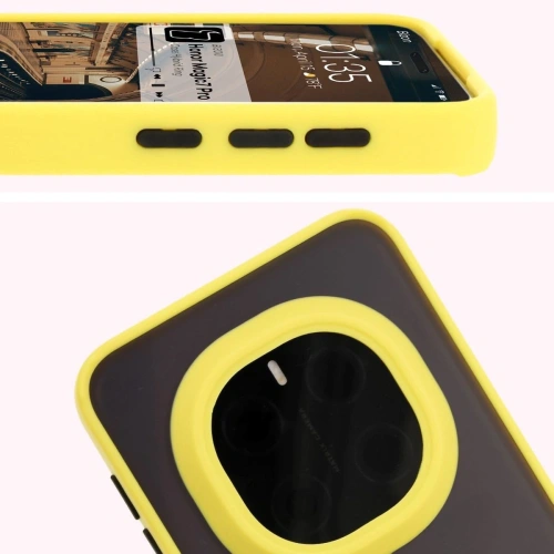 Kup Etui z uchwytem na palec Bizon Case Hybrid Ring do Honor Magic7 Pro przydymione z żółtą ramką - BIZ8274 - {ean13} - Sklep Home Screen