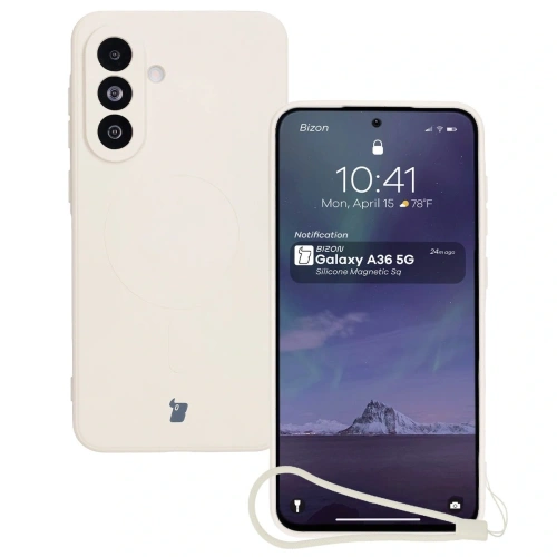 Kup Silikonové pouzdro s magnetickým kroužkem Bizon Case Silicone Magnetic Sq pro Samsung Galaxy A36 5G béžové - BIZ8275 - {ean13} - Sklep Home Screen
