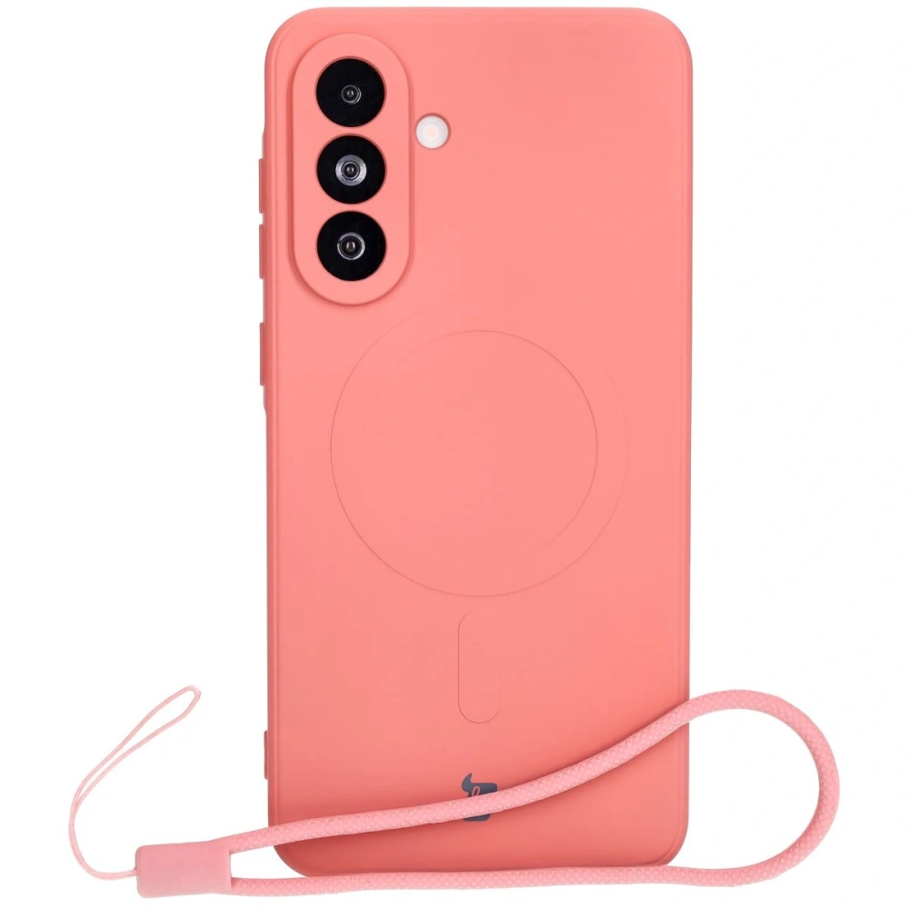 Silikonowe etui z pierścieniem magnetycznym Bizon Case Silicone Magnetic Sq do Samsung Galaxy A36 5G brudnoróżowe