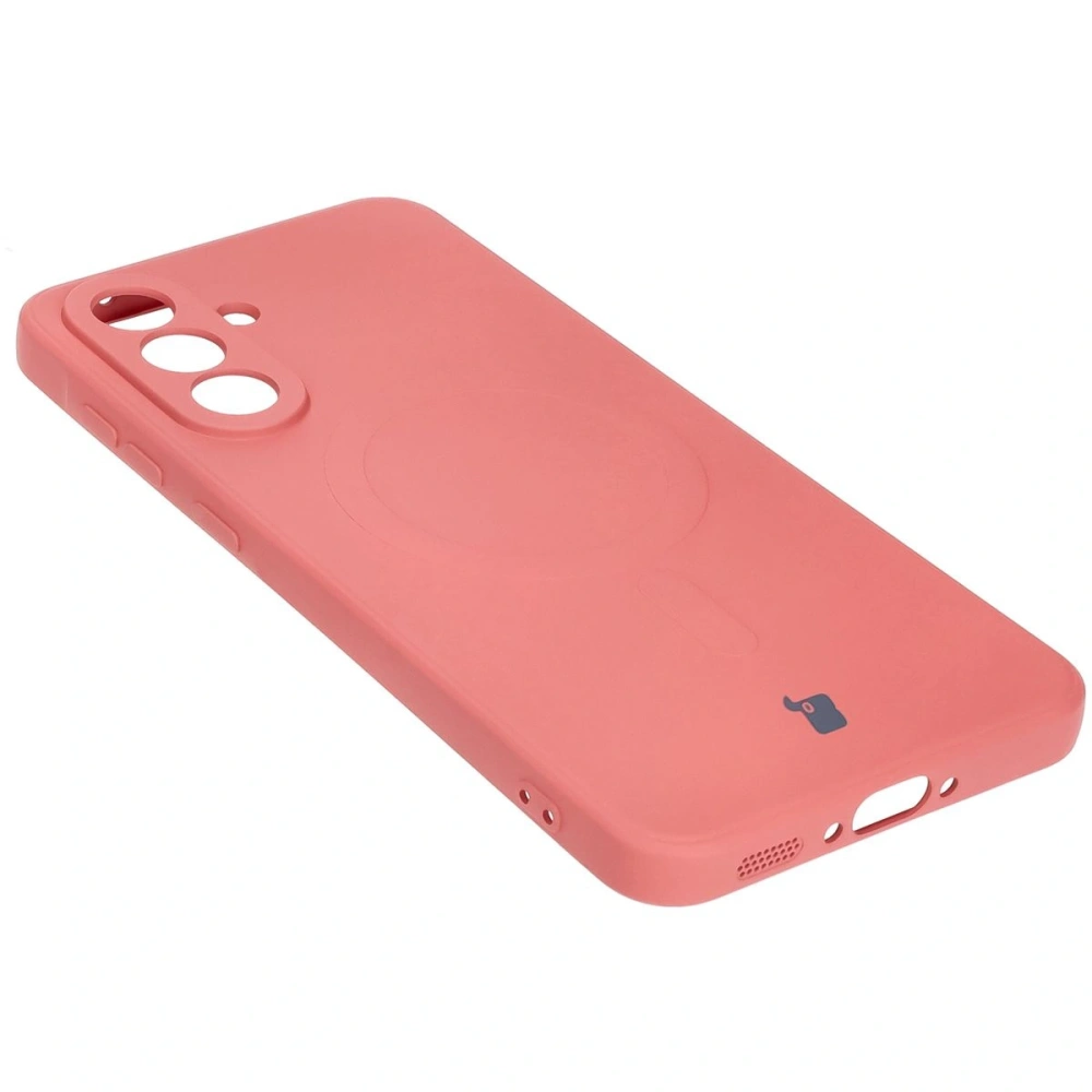 Silikonowe etui z pierścieniem magnetycznym Bizon Case Silicone Magnetic Sq do Samsung Galaxy A36 5G brudnoróżowe