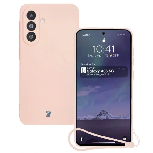 Kup Silikonové pouzdro s magnetickým kroužkem Bizon Case Silicone Magnetic Sq pro Samsung Galaxy A36 5G světle růžové - BIZ8280 - {ean13} - Sklep Home Screen