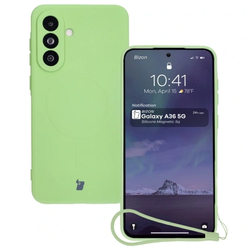 Kup Bizon Case Silicone Magnetic Sq Samsung Galaxy A36 5G világos zöld - BIZ8281 - {ean13} - Sklep Home Screen