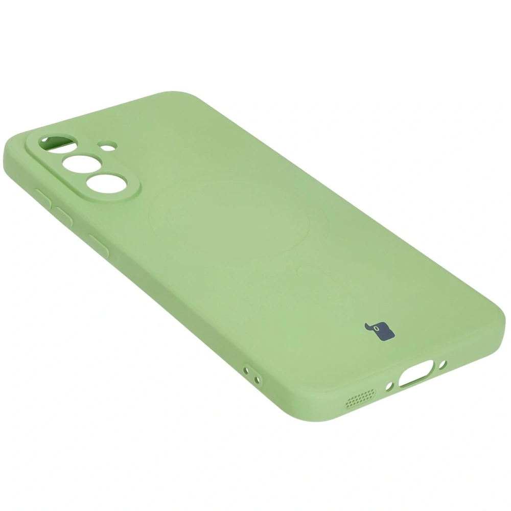Silikonowe etui z pierścieniem magnetycznym Bizon Case Silicone Magnetic Sq do Samsung Galaxy A36 5G jasnozielone