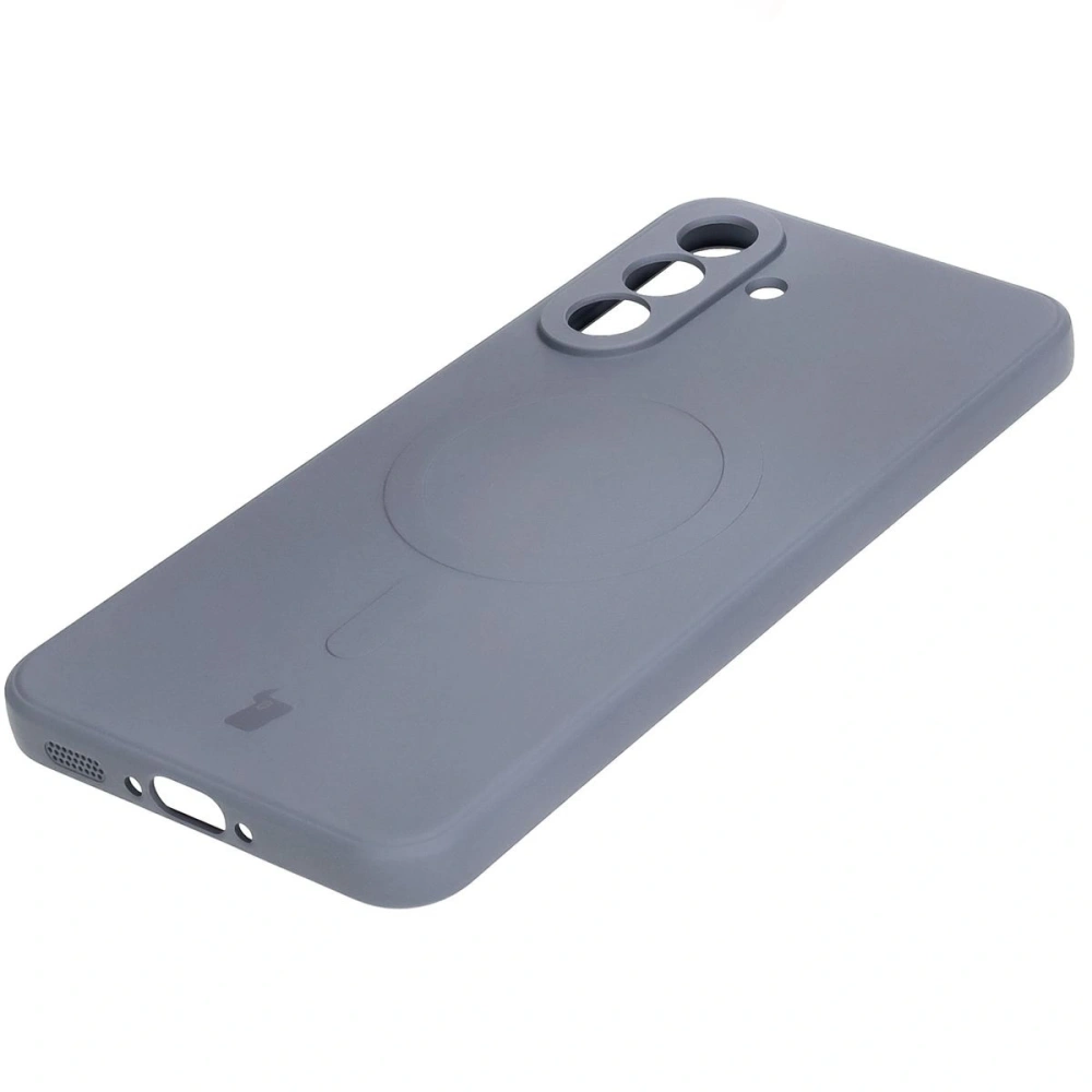 Silikonowe etui z pierścieniem magnetycznym Bizon Case Silicone Magnetic Sq do Samsung Galaxy A36 5G szare