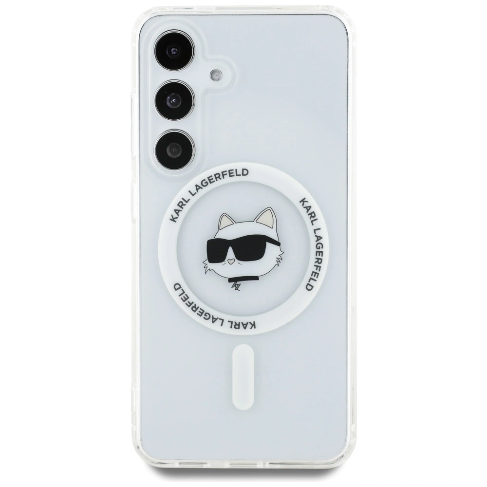 Etui Karl Lagerfeld Button Choupette Head Printed Logo MagSafe do Samsung Galaxy S25 biały