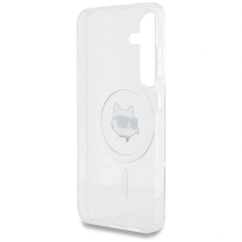 Etui Karl Lagerfeld Button Choupette Head Printed Logo MagSafe do Samsung Galaxy S25 biały
