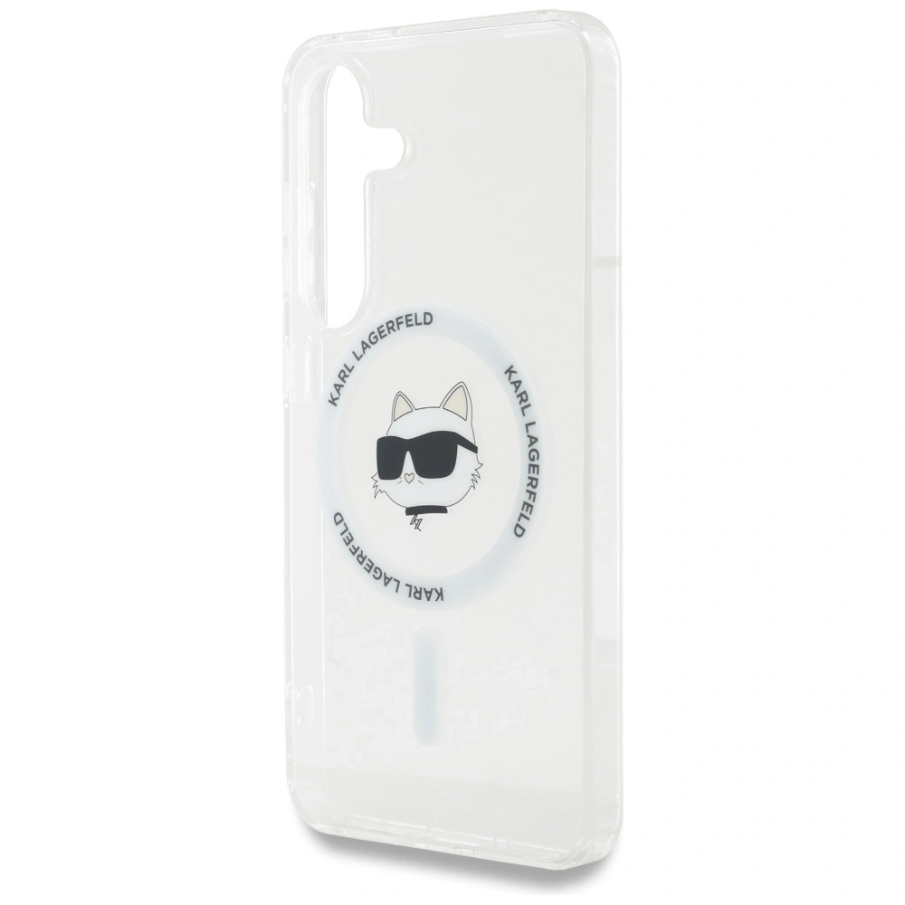 Etui Karl Lagerfeld Button Choupette Head Printed Logo MagSafe do Samsung Galaxy S25+ Plus biały