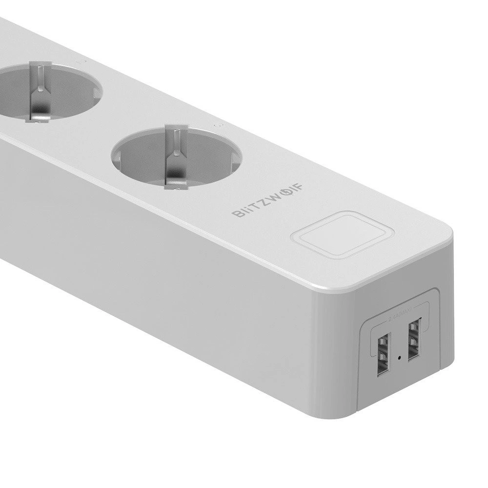 Inteligentna listwa zasilająca Blitzwolf BW-SHP9, 3 gniazda + 2x USB, 15A, 3300W