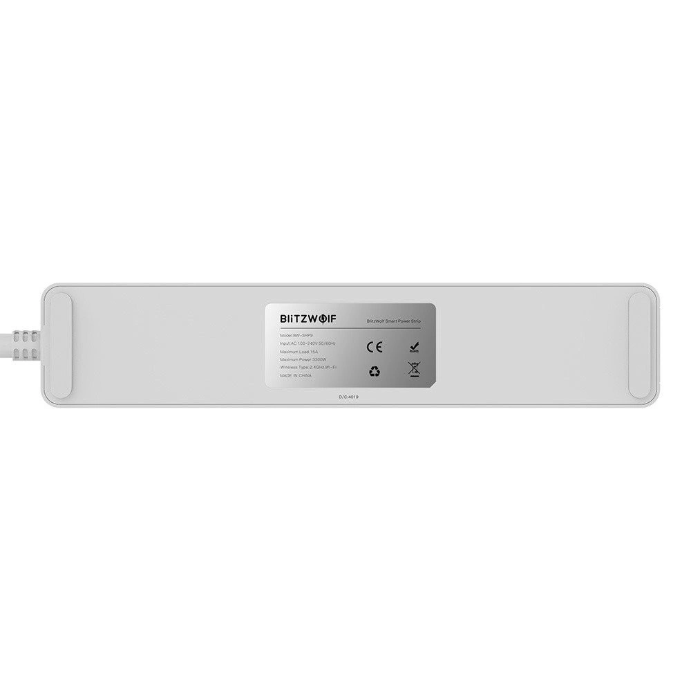 Inteligentna listwa zasilająca Blitzwolf BW-SHP9, 3 gniazda + 2x USB, 15A, 3300W