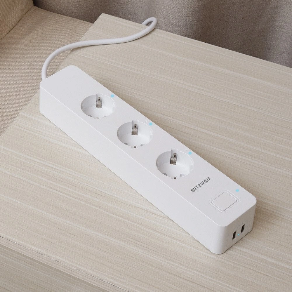 Inteligentna listwa zasilająca Blitzwolf BW-SHP9, 3 gniazda + 2x USB, 15A, 3300W