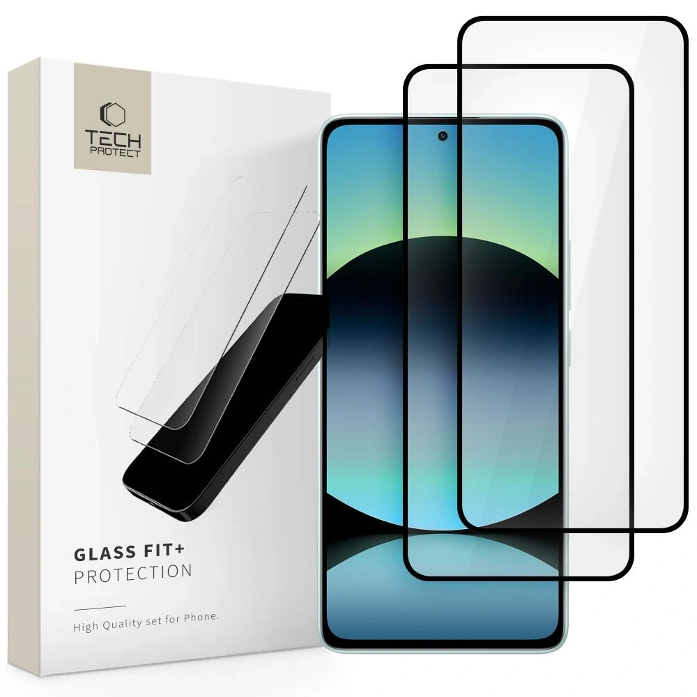 Szkło hartowane Tech-Protect Glass Fit+ Xiaomi Redmi Note 14 4G / 5G Black [2 PACK]