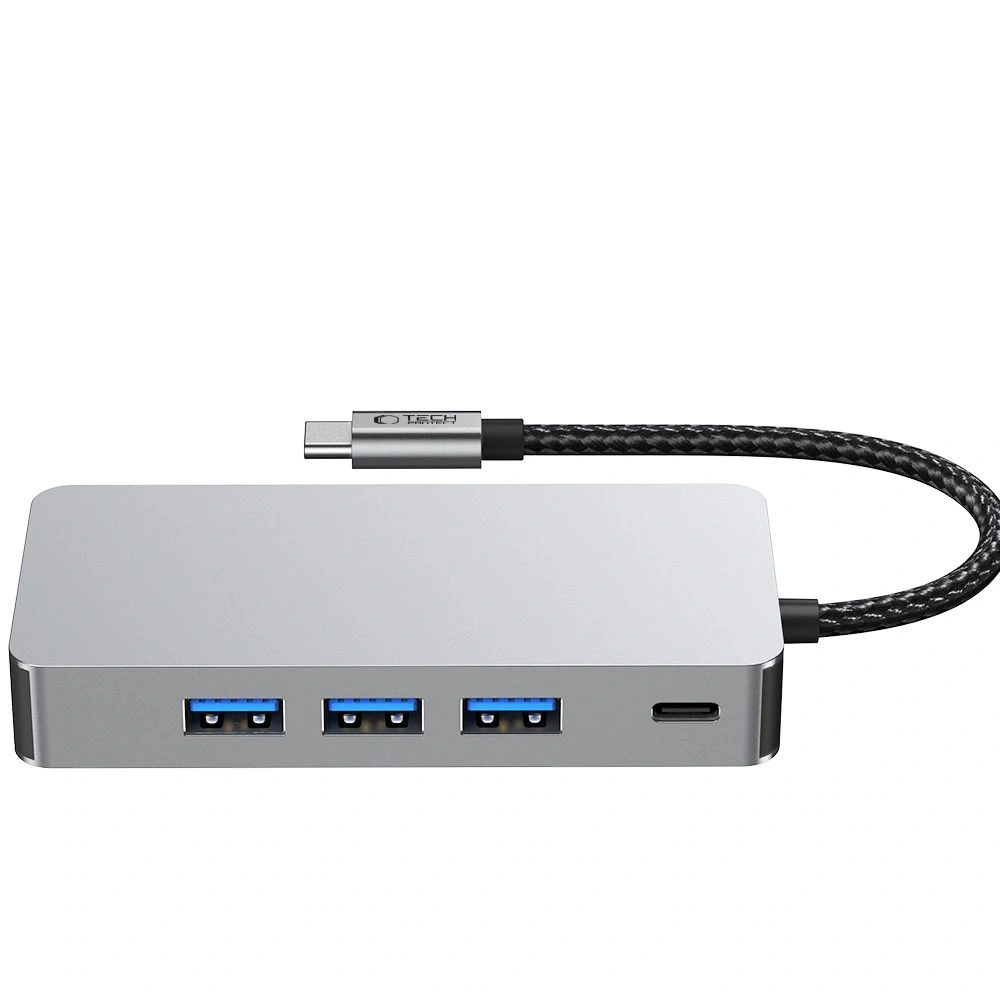 Adapter Tech-Protect HB05 HUB 9in1 USB-C + USB-A 2.0 + USB-A 3.0 + HDMI 4K60Hz + SD/TF + PD 100W + Ethernet RJ45 1000Mbps Space Grey