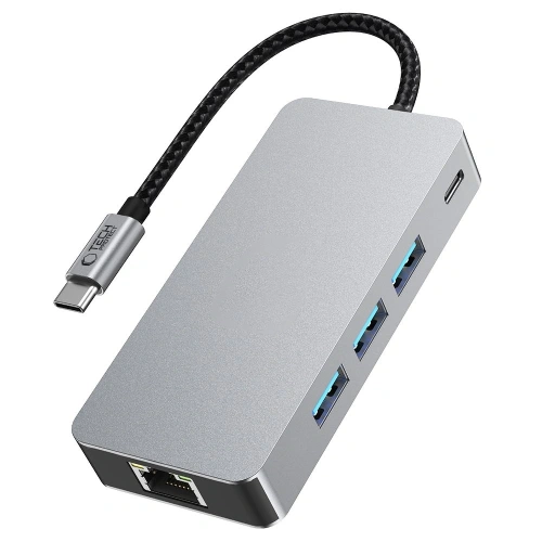Buy Tech-Protect HB05 HUB Adapter 9in1 USB-C + USB-A 2.0 + USB-A 3.0 + HDMI 4K60Hz + SD/TF + PD 100W + Ethernet RJ45 1000Mbps Space Grey - THP3863 - {ean13} - Home Screen Store Europe
