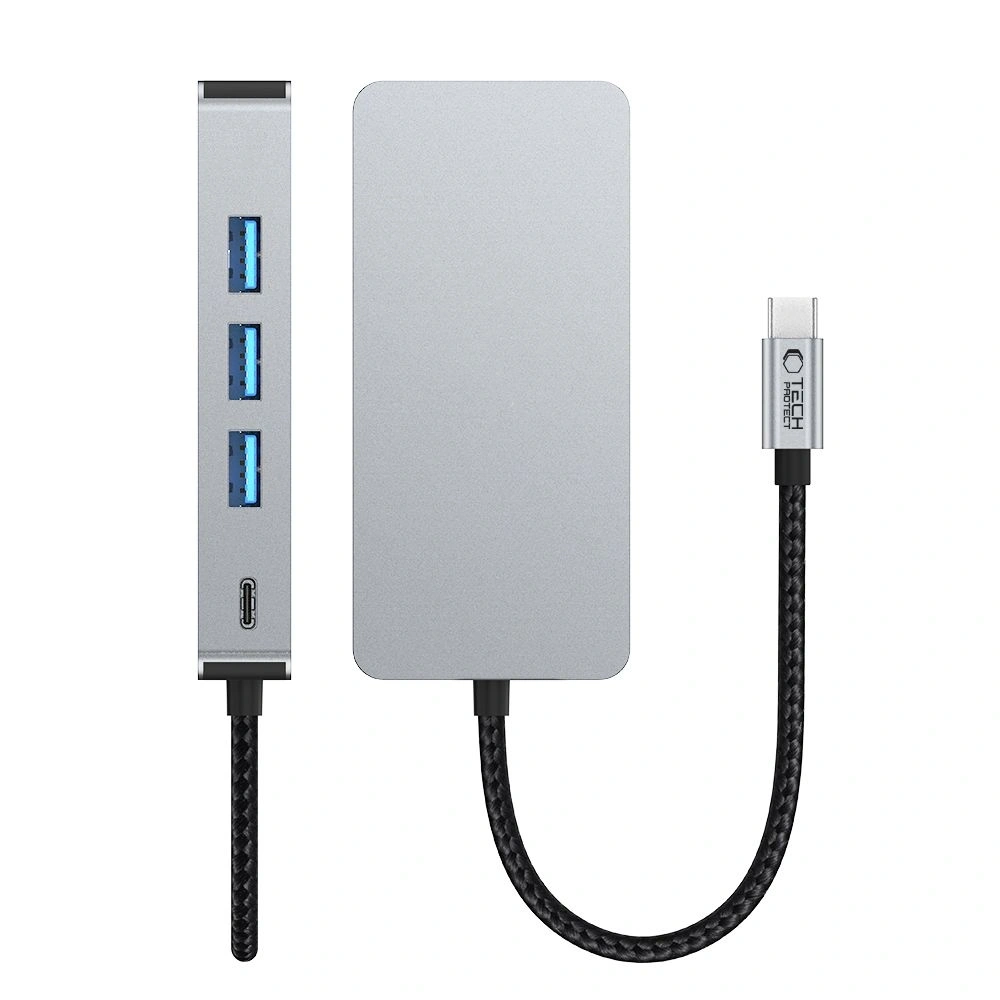 Adapter Tech-Protect HB05 HUB 9in1 USB-C + USB-A 2.0 + USB-A 3.0 + HDMI 4K60Hz + SD/TF + PD 100W + Ethernet RJ45 1000Mbps Space Grey