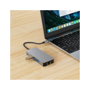 Kup Tech-Protect HB05 HUB Adapter 9in1 USB-C + USB-A 2.0 + USB-A 3.0 + HDMI 4K60Hz + SD/TF + PD 100W + Ethernet RJ45 1000Mbps Űrszürke - THP3863 - {ean13} - Sklep Home Screen