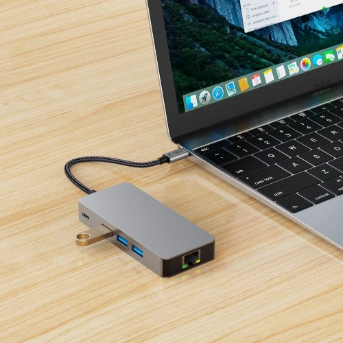 Buy Tech-Protect HB05 HUB Adapter 9in1 USB-C + USB-A 2.0 + USB-A 3.0 + HDMI 4K60Hz + SD/TF + PD 100W + Ethernet RJ45 1000Mbps Space Grey - THP3863 - {ean13} - Home Screen Store Europe