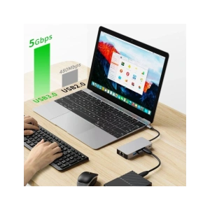 Kup Tech-Protect HB05 HUB Adapter 9in1 USB-C + USB-A 2.0 + USB-A 3.0 + HDMI 4K60Hz + SD/TF + PD 100W + Ethernet RJ45 1000Mbps Űrszürke - THP3863 - {ean13} - Sklep Home Screen