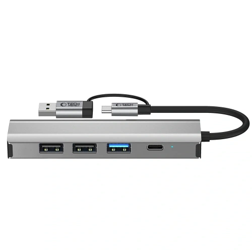 Kup Adaptér Tech-Protect HB03 HUB 5in1 USB-C + USB-A 2.0 + USB-A 3.0 + Ethernet RJ45 Space Grey - THP3864 - {ean13} - Sklep Home Screen