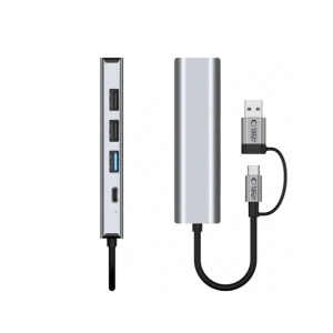Kup Tech-Protect HB03 HUB Adapter 5in1 USB-C + USB-A 2.0 + USB-A 3.0 + Ethernet RJ45 Űrszürke - THP3864 - {ean13} - Sklep Home Screen
