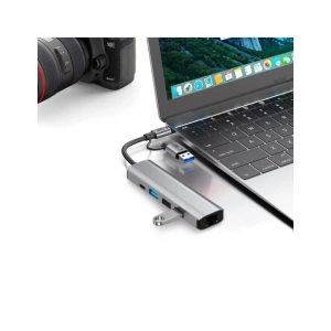 Kup Tech-Protect HB03 HUB Adapter 5in1 USB-C + USB-A 2.0 + USB-A 3.0 + Ethernet RJ45 Űrszürke - THP3864 - {ean13} - Sklep Home Screen