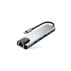 Kup Tech-Protect HB02 HUB Adapter 6in1 USB-C + USB-A 2.0 + USB-A 3.0 + HDMI 4K30Hz + Ethernet RJ45 + PD 100W Űrszürke - THP3865 - {ean13} - Sklep Home Screen