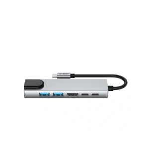 Kup Tech-Protect HB02 HUB Adapter 6in1 USB-C + USB-A 2.0 + USB-A 3.0 + HDMI 4K30Hz + Ethernet RJ45 + PD 100W Gri Spațial - THP3865 - {ean13} - Sklep Home Screen