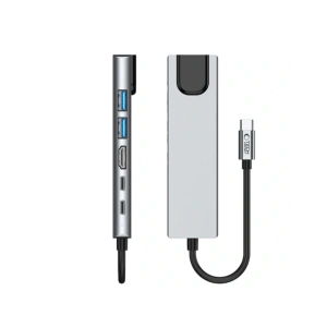 Kup Tech-Protect HB02 HUB Adapter 6in1 USB-C + USB-A 2.0 + USB-A 3.0 + HDMI 4K30Hz + Ethernet RJ45 + PD 100W Űrszürke - THP3865 - {ean13} - Sklep Home Screen