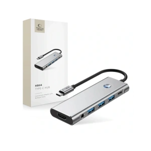 Kup Tech-Protect HB04 HUB Adapter 9in1 USB-C + USB-A 2.0 + USB-A 3.0 + HDMI 4K60Hz + SD/TF + PD 100W + Jack 3.5mm Űrszürke - THP3867 - {ean13} - Sklep Home Screen