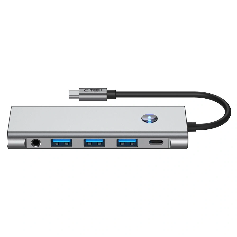 Adapter Tech-Protect HB04 HUB 9in1 USB-C + USB-A 2.0 + USB-A 3.0 + HDMI 4K60Hz + SD/TF + PD 100W + Jack 3.5mm Space Grey