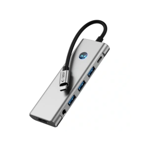 Kup Tech-Protect HB04 HUB Adapter 9in1 USB-C + USB-A 2.0 + USB-A 3.0 + HDMI 4K60Hz + SD/TF + PD 100W + Jack 3.5mm Gri Spațial - THP3867 - {ean13} - Sklep Home Screen