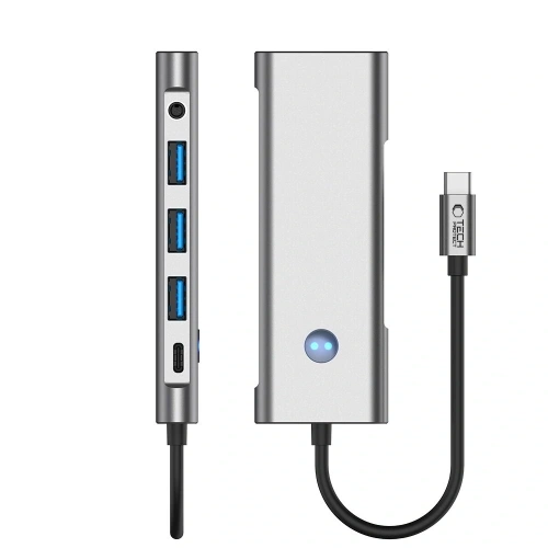 Kup Tech-Protect HB04 HUB Adapter 9in1 USB-C + USB-A 2.0 + USB-A 3.0 + HDMI 4K60Hz + SD/TF + PD 100W + Jack 3.5mm Gri Spațial - THP3867 - {ean13} - Sklep Home Screen