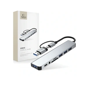 Kup Adaptér Tech-Protect HB06 HUB 9in1 USB-C + USB-A 2.0 + USB-A 3.0 + SD/TF + Jack 3.5mm Space Grey - THP3868 - {ean13} - Sklep Home Screen