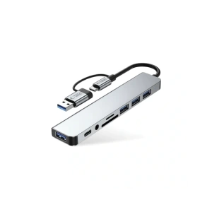 Kup Tech-Protect HB06 HUB Adapter 9in1 USB-C + USB-A 2.0 + USB-A 3.0 + SD/TF + Jack 3.5mm Weltraum Grau - THP3868 - {ean13} - Sklep Home Screen