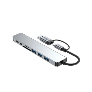 Kup Tech-Protect HB06 HUB Adapter 9in1 USB-C + USB-A 2.0 + USB-A 3.0 + SD/TF + Jack 3.5mm Űr Szürke - THP3868 - {ean13} - Sklep Home Screen