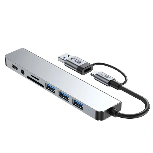 Kup Tech-Protect HB06 HUB Adapter 9in1 USB-C + USB-A 2.0 + USB-A 3.0 + SD/TF + Jack 3.5mm Weltraum Grau - THP3868 - {ean13} - Sklep Home Screen